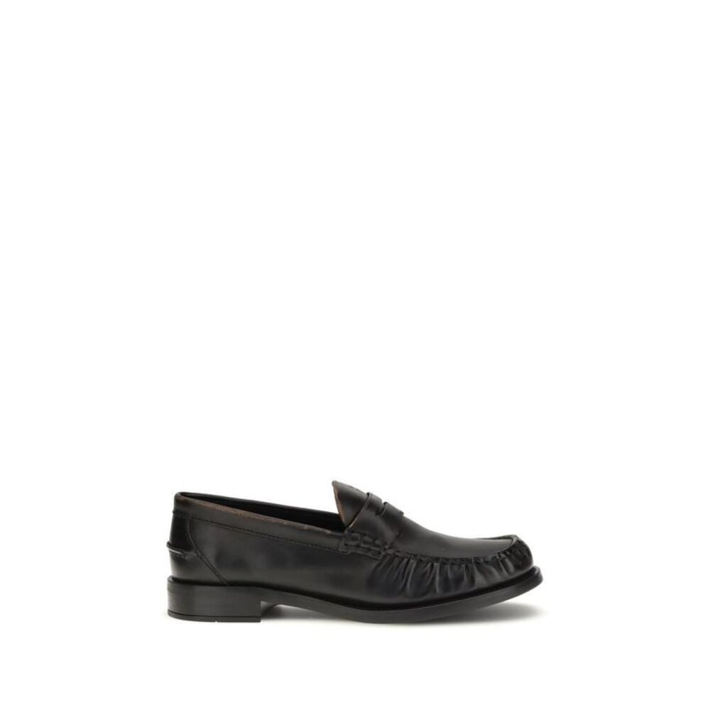 Prada Black Calf Leather Bos Taurus Slip-On Women's Loafers